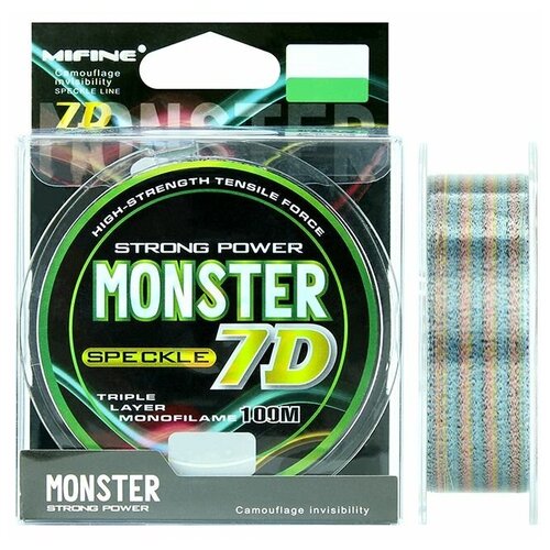 Леска рыболовная MIFINE MONSTER 7D (100м); (d - 0,40мм); (тест - 24,52кг) монофильная леска для рыбалки mifine monster strong power 7d 100м 0 18мм тест 8 63кг