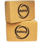 Блок для йоги ReKoy, бежевый 2 шт пробковое дерево - изображение