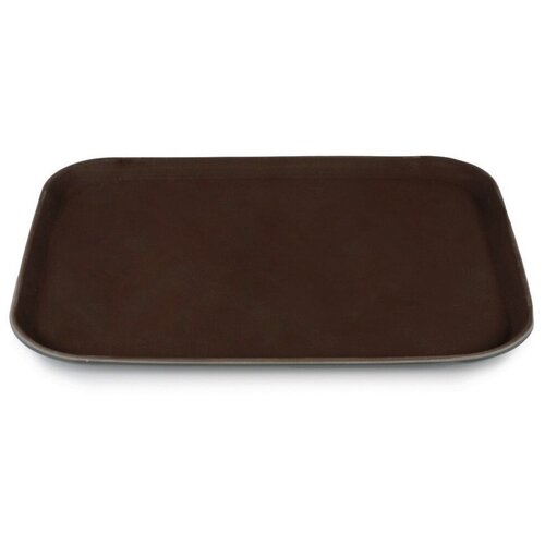Поднос прямоугольный с антискользящим покрытием 45х35х2,5 см , коричневый