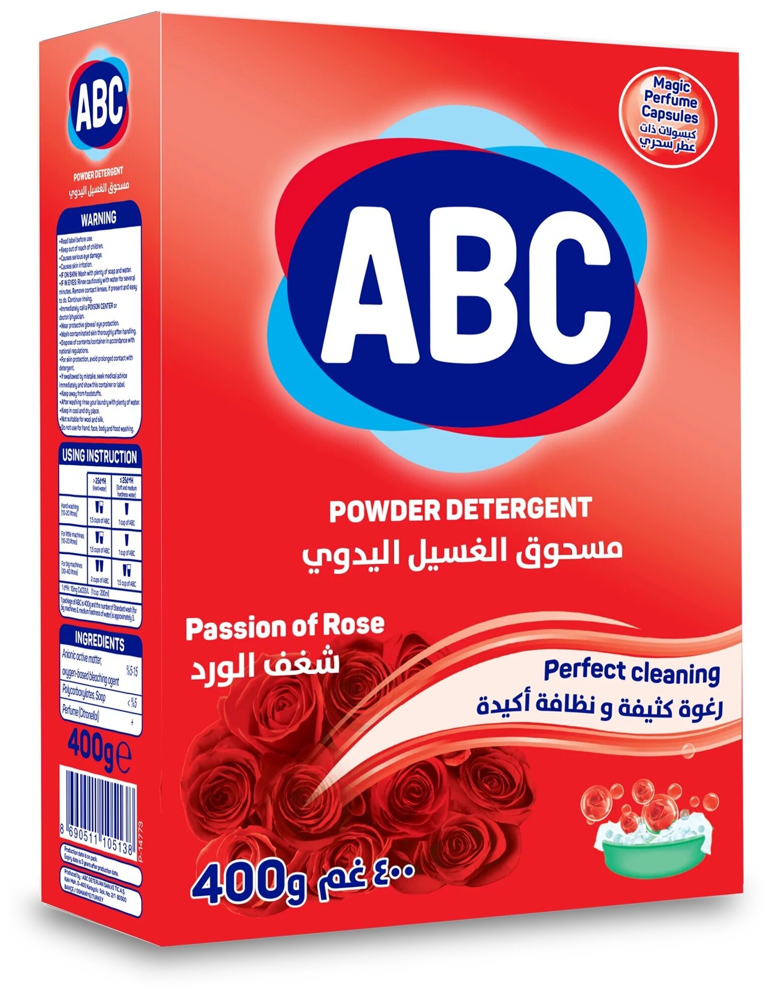 фото Стиральный порошок ABC Роза ручная стирка 2х400г.