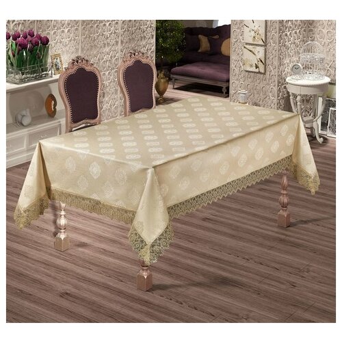 фото Скатерть прямоугольная efor ahenk жаккард капучино 160х220 efor (турция)