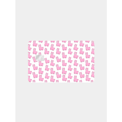 Наклейка на банковскую карту, стикер на карту: Розовые Альпаки
