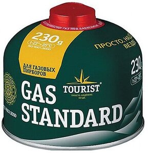Баллон газовый Tourist GAS STANDARD резьбовой евросмесь универсальная всесезонная, 230 гр.