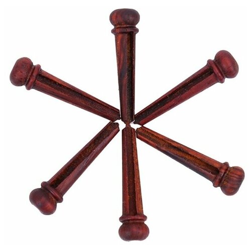 Шпилька для фиксации струны на подставке акустической гитары, 6 шт, красное дерево, 3х0,79 см