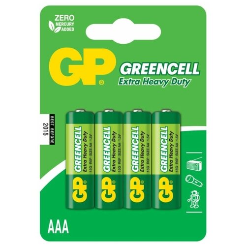 Батарейки солевые GP GreenCell AAA/R03G - 4 шт. батарейки gp greencell d lr20 2 шт 2 уп