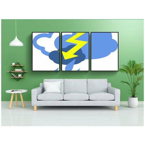 фото Набор модулных постеров для интерьера "молния, гром, облачно" 60x90 см. в тубусе, без рамки lotsprints