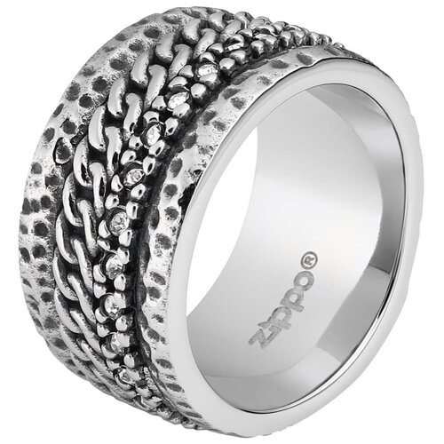 фото Zippo кольцо zippo, серебристое, с цепочным орнаментом, нержавеющая сталь, диаметр 20,4 мм