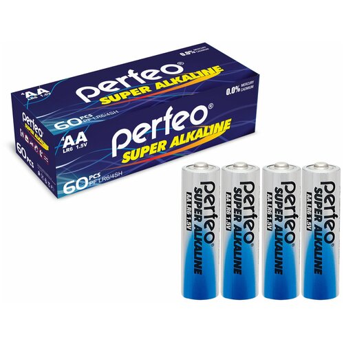 Батарейка Perfeo LR6/4SH Super Alkaline, 60шт perfeo lr6 10bl super alkaline отрывной 10 шт в уп ке