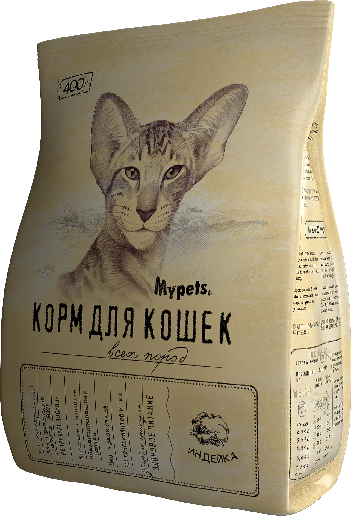 Корм для кошек Mypets с индейкой, 400 г - фотография № 1