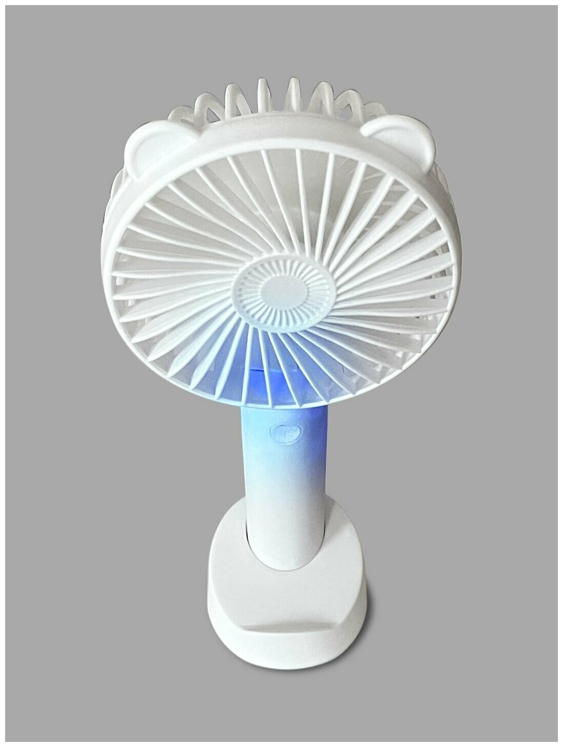 Портативный ручной настольный мини - вентилятор, 3 скорости, подсветка, USB зарядка - фотография № 2
