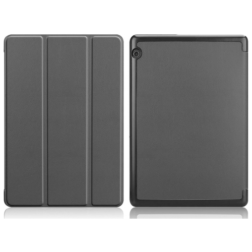 Чехол-обложка MyPads для Huawei MediaPad T5 10 AGS2-L09/AL00/W09 тонкий умный кожаный для пластиковой основе с трансформацией в подставку серый