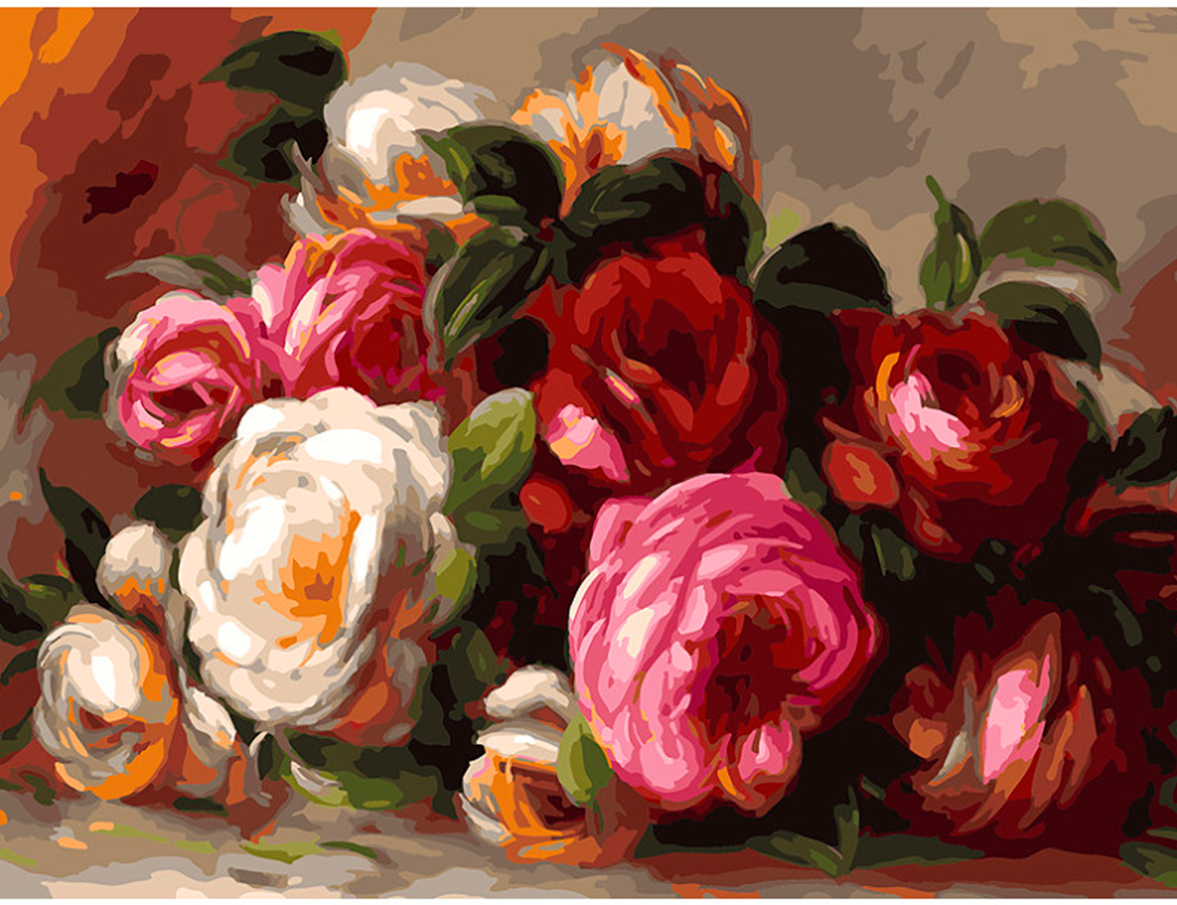 Картина по номерам на холсте "Розы Ренуара" / Живопись 30х40 см. / Цветы