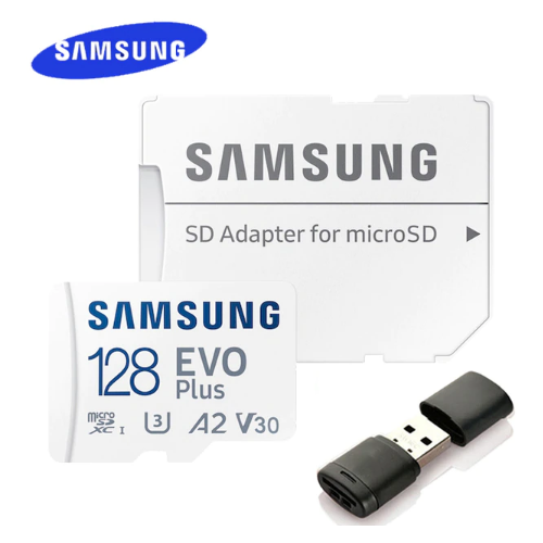 Карта памяти microSDXC UHS-I U3 Samsung EVO PLUS 128 ГБ, 130 МБ/с, Class 10, MB-MC128KA/EU, 1 шт., переходник SD + кардридер (белый)