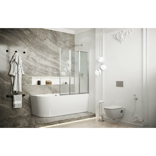 Шторка для ванны Ambassador Bath Screens 90x140 16041113 стекло прозрачное, профиль хром