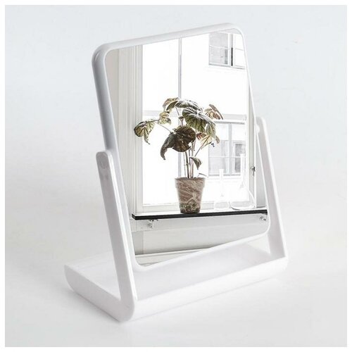 фото Зеркало настольное, на подставке, двустороннее, зеркальная поверхность 13.5 x 17 см, цвет белый queen fair
