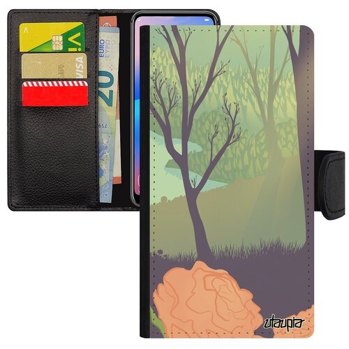 фото Простой чехол книжка на // apple iphone xs // "лесные розы" дерево стиль, utaupia, цветной