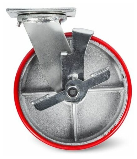 Колесо большегрузное поворотное SCpb 42 100 мм полиуретановое с тормозом - фотография № 2