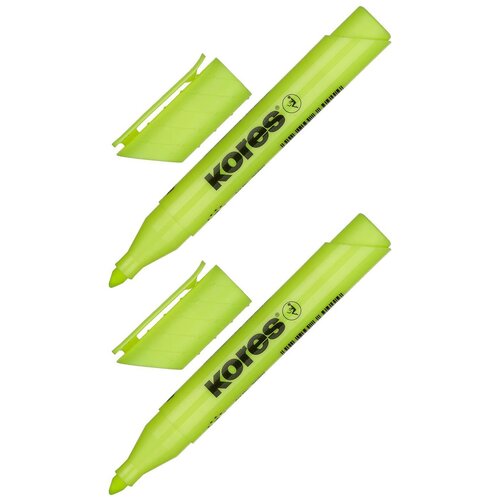 фото Набор текстовыделителей kores толщина линии 1-4 мм, желтый, 2 шт