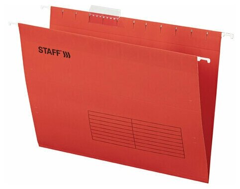 Подвесные папки А4 (350х240 мм) до 80 л. комплект 10 красные картон STAFF, 1 шт