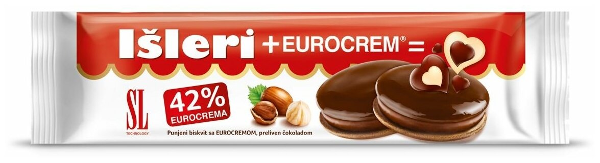 Печенье-сэндвич с какао-кремовой начинкой, глазированное шоколадом ISLERI + EUROCREAM, 125 гр - фотография № 2