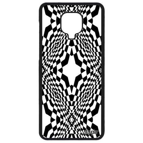 фото Противоударный чехол на смартфон // xiaomi redmi note 9 pro // "иллюзия звезда" узор волна, utaupia, черный