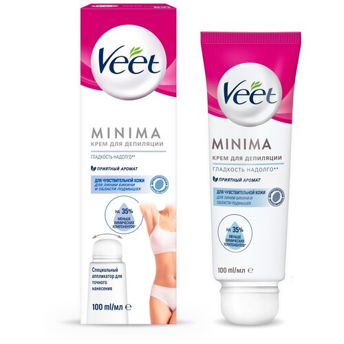 Veet Minima крем для депиляции для чувствительной кожи для зоны бикини и подмышек с аппликатором 100 мл