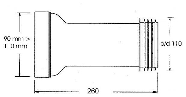 Прямая короткая фановая труба D90-110мм с прокладкой MRWC2, длина 260мм - фотография № 2