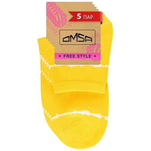 Носки OMSA Free STYLE 602, из хлопка, с рисунком, с принтом, Turchese 35-38, набор - 5 шт