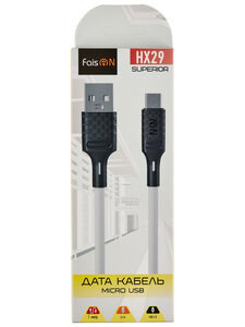Кабель Faison HX29 Superior (USB-microUSB), 1 м, 1 шт., белый