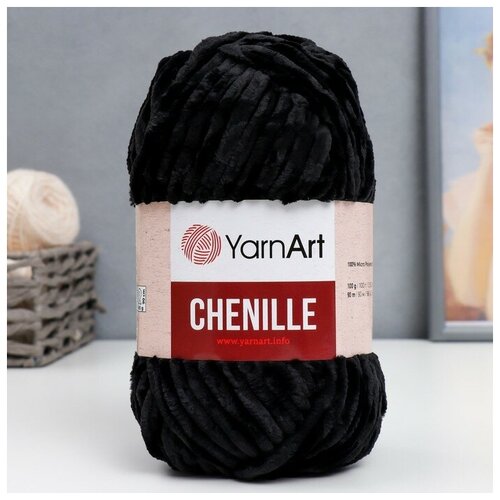 Пряжа Chenille 100% микрополиэстер 90м/100гр (542 черный)