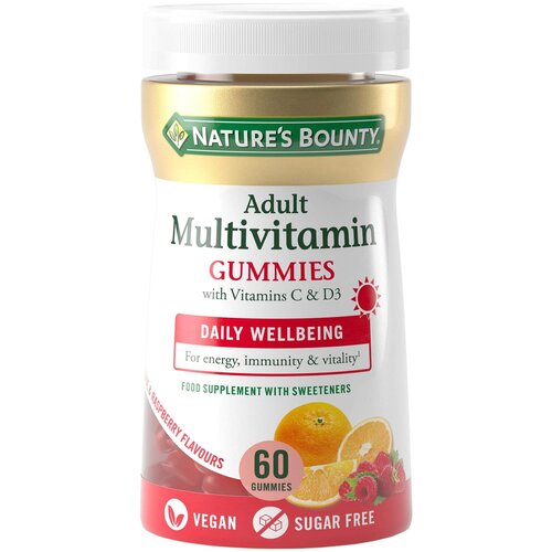 Adult Multivitamin Gummies пастилки жев., 2 г, 60 шт., малина и апельсин
