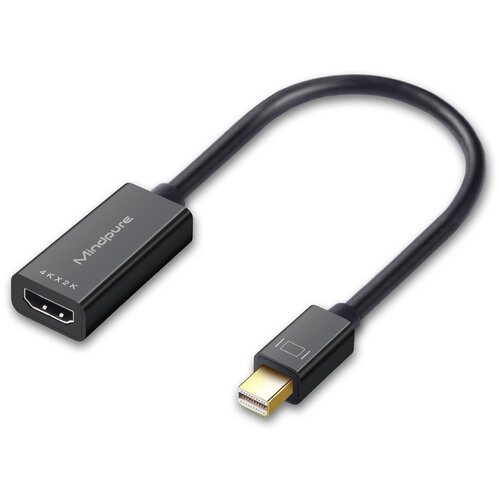 Переходник адаптер Mini DP / Mini DisplayPort (M) - HDMI (F) 4Kx2K@30Hz Mindpure AD007. Черный переходник адаптер mini dp mini displayport m hdmi f 4kx2k 30hz mindpure ad007 черный