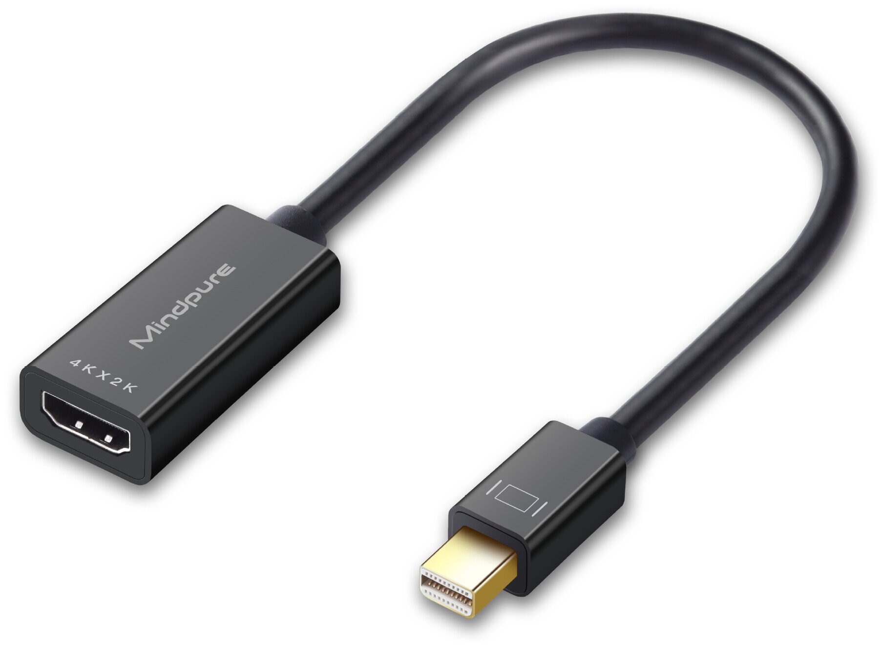 Переходник адаптер Mini DP / Mini DisplayPort (M) - HDMI (F) 4Kx2K@30Hz Mindpure AD007. Черный
