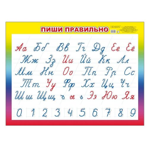 Плакат на картоне Пиши правильно44х59 см9785912820069 4 штуки 378₽