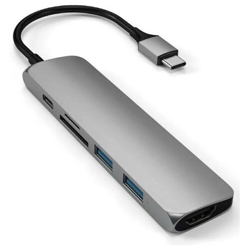 Док-станции Acer Док-станция Satechi Type-C Slim Multiport Adapter V2 Space Gray (ST-SCMA2M) usb хаб картридер usb type c разветвитель hdmi sd 8в1