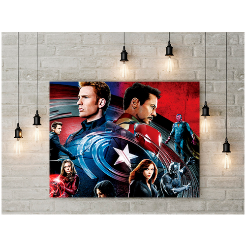 Постер на стену Марвел Супергерои Мстители, рисунок плакат интерьерный, 51х35 см