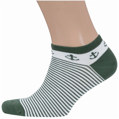 Короткие бамбуковые носки Grinston socks (PINGONS) оливковые, размер 23/25 (35-40)