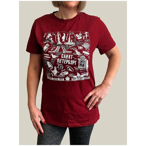 Футболка взрослая бордо Санкт-Петербур. Зверята