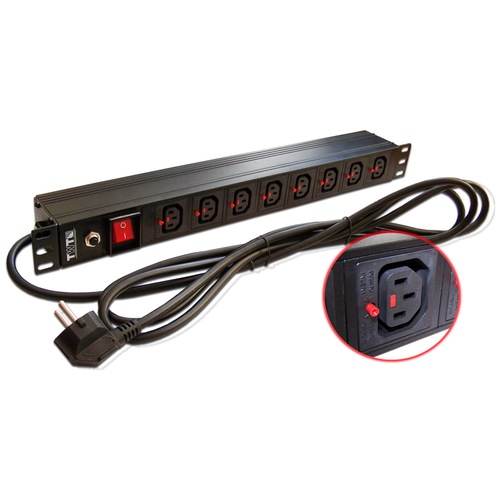 Блок розеток 19, 9 розеток TWT TWT-PDU-16A8C9L-3.0 блок распределения питания lanmaster twt pdu 10a8c3l 3 0 гор размещ 8xc13 базовые 10a schuko 3м