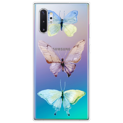 Силиконовый чехол на Samsung Galaxy Note 10 + / Самсунг Гэлакси Нот 10 Плюс Акварельные бабочки, прозрачный силиконовый чехол на samsung galaxy note 10 самсунг гэлакси нот 10 плюс каблучки прозрачный