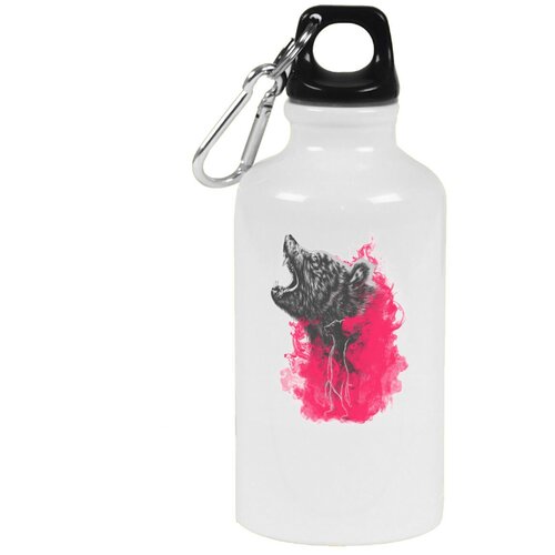 Бутылка с карабином CoolPodarok Медведь в розовом дыму