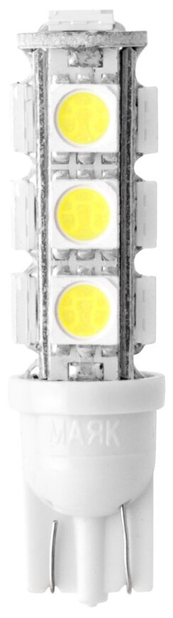 Лампа 12V W2.1x9.5d бесцокольная, 13 диодов SMD (уп. 2 шт.), 12T10W13SMD2BL Маяк 12T10-W13SMD2BL