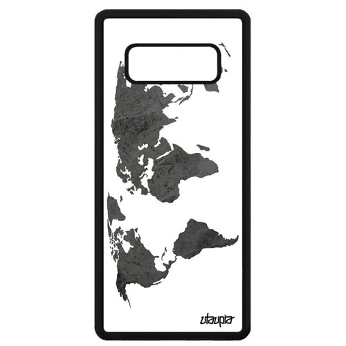 фото Противоударный чехол на смартфон // samsung galaxy note 8 // "карта мира" атлас география, utaupia, белый