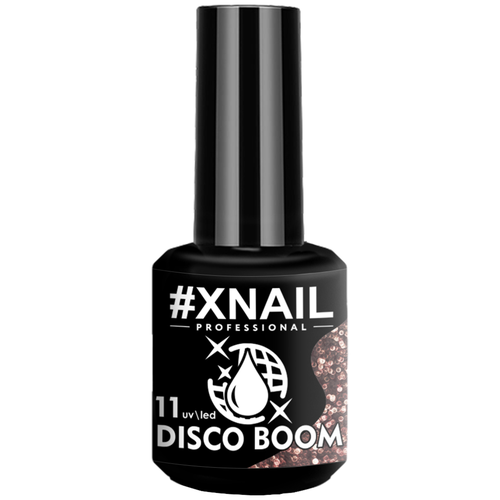 Светоотражающий гель лак XNAIL PROFESSIONAL Disco Boom, для дизайна ногтей, с глиттером, 15мл, кофейное-зерно