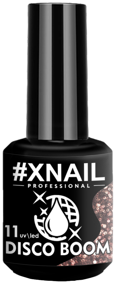 Светоотражающий гель лак XNAIL PROFESSIONAL Disco Boom, для дизайна ногтей, с глиттером, 15мл, кофейное-зерно