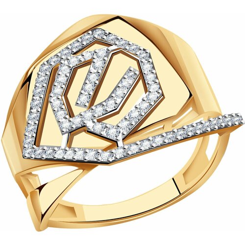 фото Золотое кольцо александра кл4040ск с фианитом diamant-online