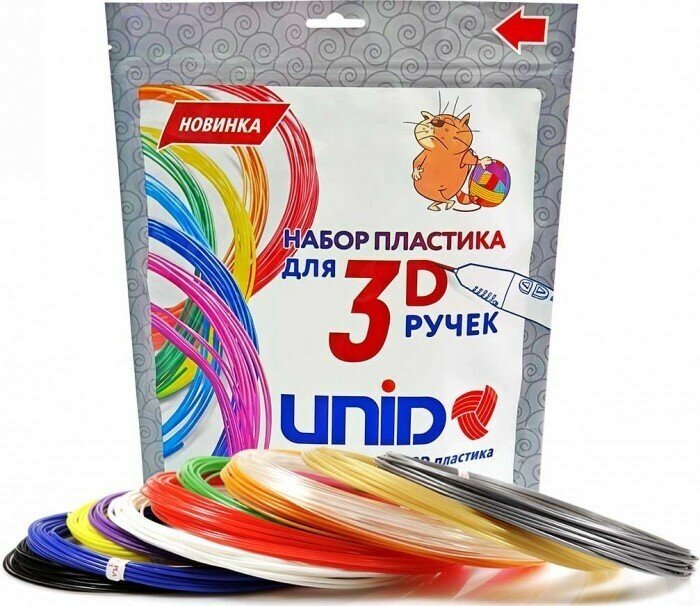 UNID Набор пластика для 3D ручек: PLA-12 (по 10м. 12 цветов в коробке)