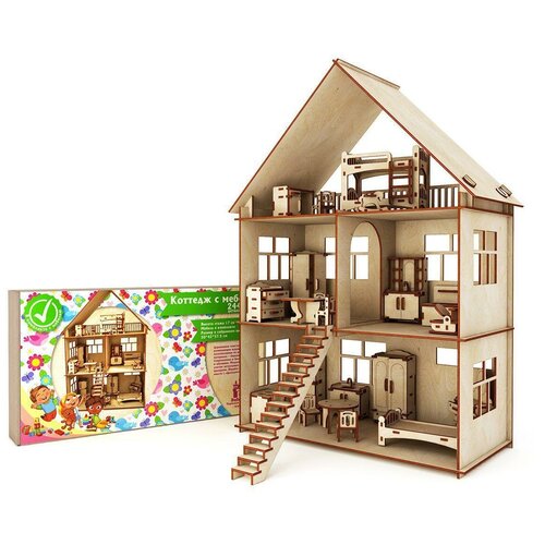 фото "кукольный домик деревянный с мебелью ""счастье""" dolodom