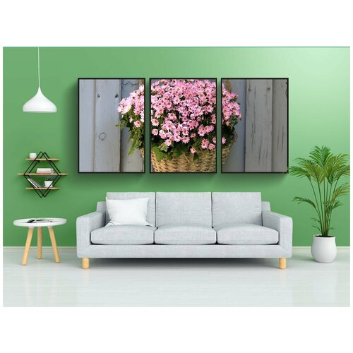 фото Модульный постер "цветок, корзина, расцветает" 180x90 см. из 3х частей в тубусе, без рамки lotsprints