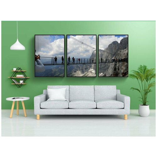 фото Набор модулных постеров для интерьера "дахштайн-hängebrücke, treppe-инс-ничего, горы" 60x90 см. в тубусе, без рамки lotsprints